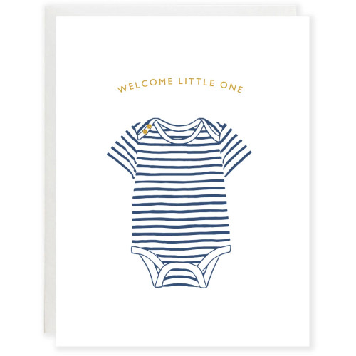 Welcome Little One Stripe Blue Onesie Card