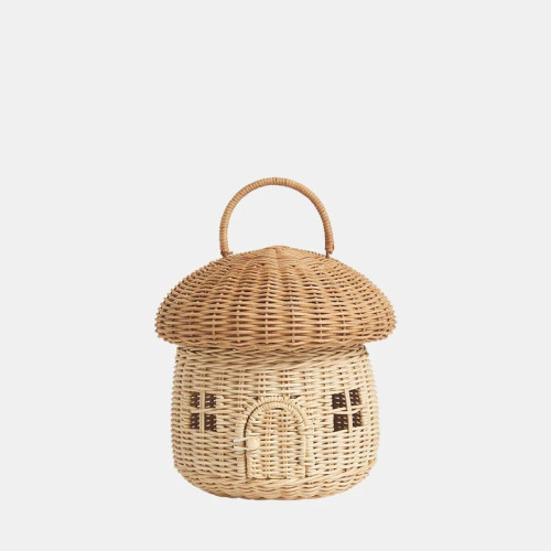 Mushroom Rattan Straw Basket Bag