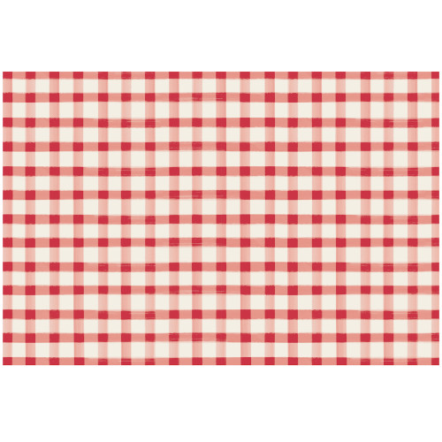 Red Painted Check Paper Placemat - 24 Sheets
