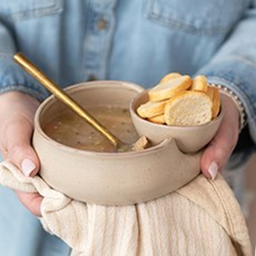 Stoneware Buddha Cracker & Soup Bowl With Reactive Glaze