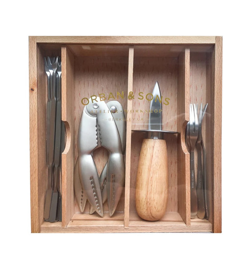 Seafood Tools Gift Set in Wooden Box