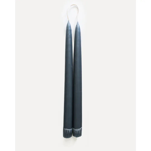 BLUE GRAY Hand Dipped Candle Tapers (Set of Two) Paraffin and Beeswax Blend