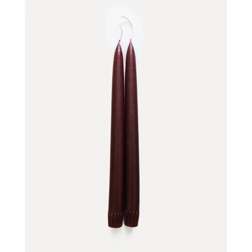 BURGUNDY Hand Dipped Candle Tapers (Set of Two) Paraffin and Beeswax Blend