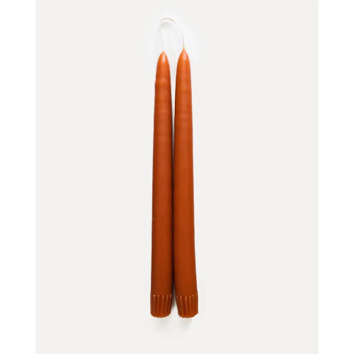 BURNT ORANGE Hand Dipped Candle Tapers (Set of Two) Paraffin and Beeswax Blend