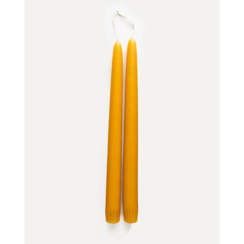 GOLDEN YELLOW Hand Dipped Candle Tapers (Set of Two) Paraffin and Beeswax Blend