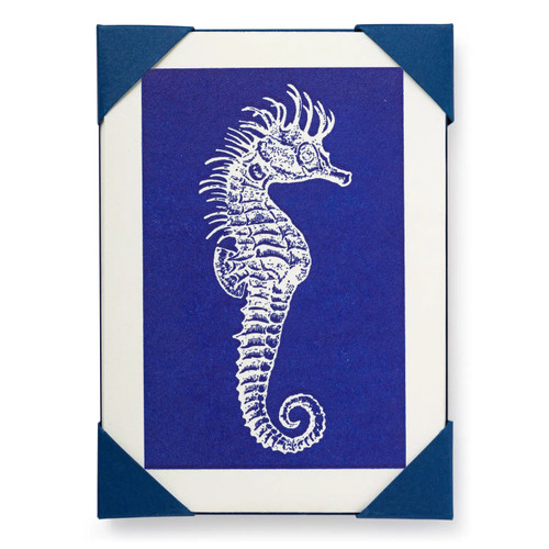 Blue Seahorse Card (Pack Of 5) Blank Cards