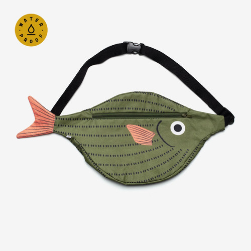 Fish Damselfish Crossbody or Fanny Pack by Don Fisher (Green)