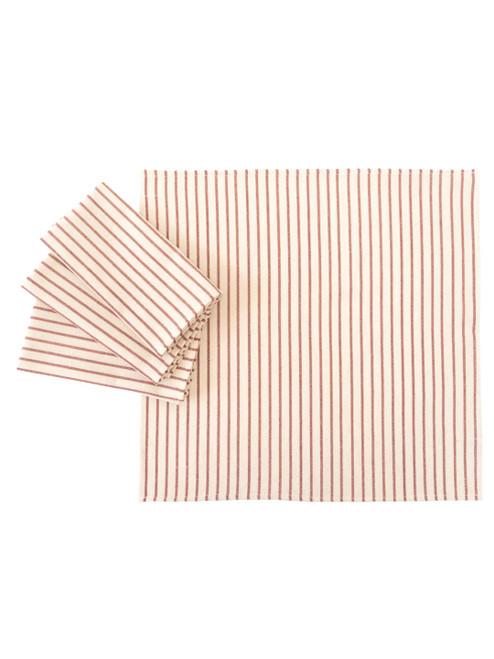 100% Cotton Napkin in Red Stripe (Off White) PER EACH