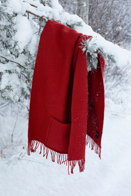 UNI Pocket Shawl Wrap Scarf in DARK RED (60cm x 170cm or 24" x 67") Unisex