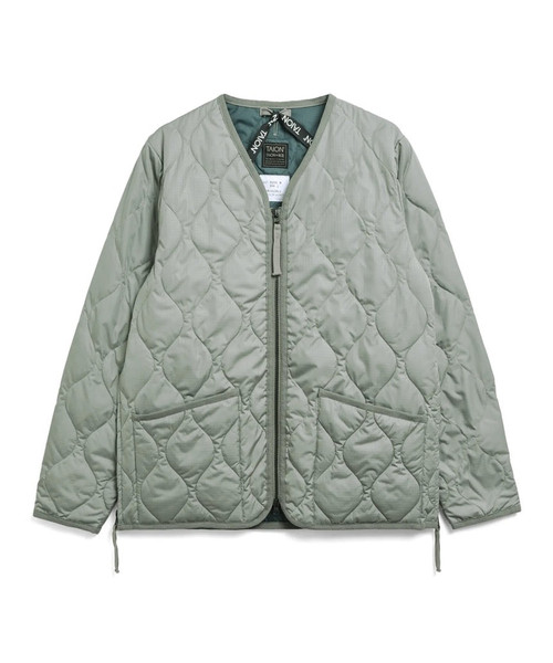 Taion Unisex Military Down Filled Zip V Neck Jacket in DARK SAGE GREEN 800 Down Fill