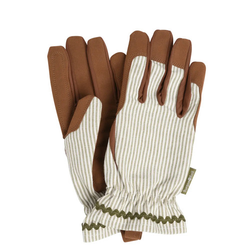 Burgon & Ball Collector Gloves in OLIVE STRIPE (one size)