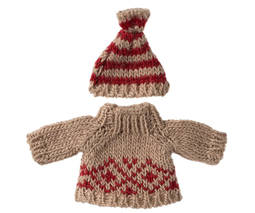 Knitted Sweater and Hat (red) for Mom Mouse