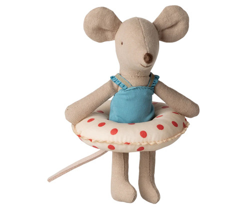 Beach Mouse with Float, Little Sister Red Dots