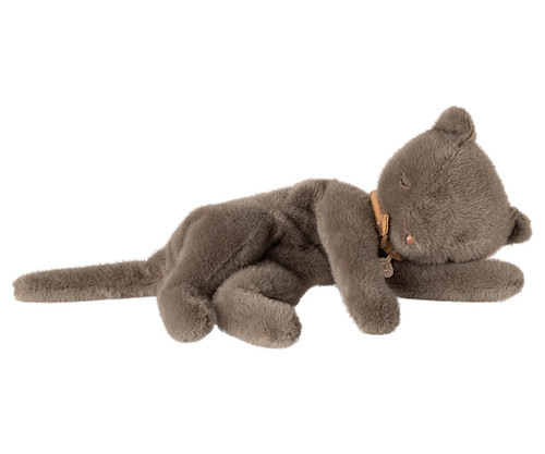 Sleeping Kitten Plush Medium Grey