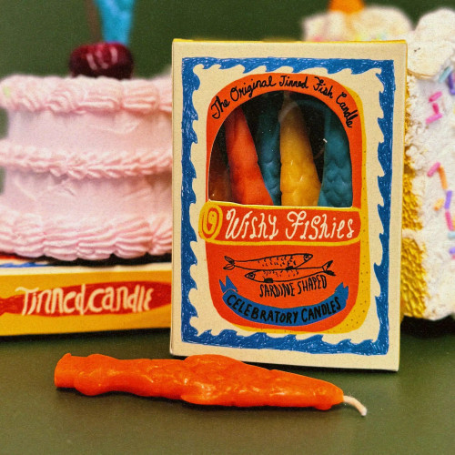 Fishy Wishies Sardine Shaped Birthday Candles (Set of 8 in assorted colors)