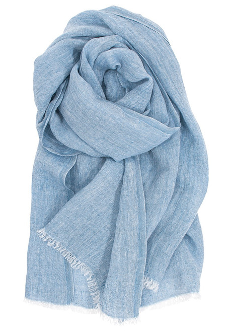 Halaus Linen Scarf in Rainy Blue
