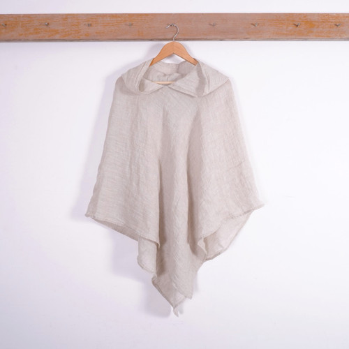 Organic Linen Summer Weight Poncho in Natural