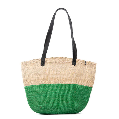 Majani Shopper in Dipped Green and Brown Black Leather Straps