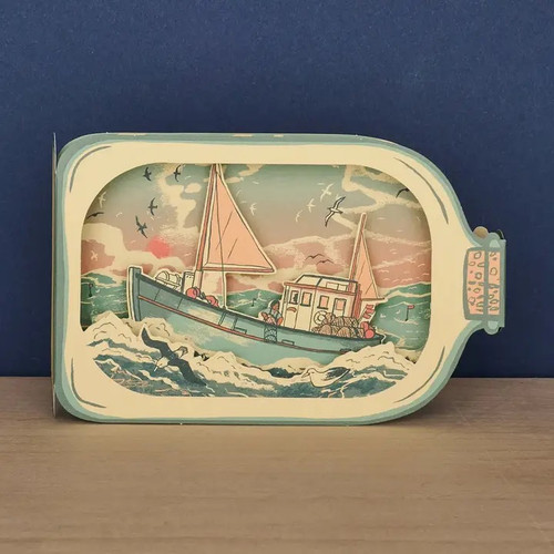 Fishing Boat in a Bottle Pop Up Card