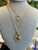 Triple Daisy Necklace in 18k Gold with .43ct Salt + Pepper Diamond on 16" 18k Gold Chain
