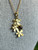 Triple Daisy Necklace in 18k Gold with .43ct Salt + Pepper Diamond on 16" 18k Gold Chain