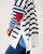 MERSEA Amour Sweater in Navy Stripe with Heart Elbow Patches