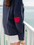 Amour Long Sleeved Tee in Navy Blue with Heart Elbow Patches