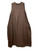 BROWN Long Linen Sleeveless Dress with Buttons (One Size)