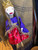 Marionette Puppet Princess or Queen in Red Dress with Purple Coat