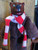 Marionette Puppet Brown Bear in Striped Scarf