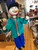 Marionette Puppet Hussar Soldier in Green Coat with Blue Hat