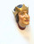 Ceramic Head Handmade #6 King in Crown Brown Hair and Brown Collar