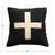 20" Wool Blend Swiss Cross Pillow in Black with Cream