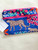 Japanese Linen LARGE Zip Pouch BLUE with Pink accents cheetah