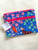 Japanese Linen MEDIUM Zip Pouch BLUES with Pink + Blue Accents deer