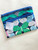 Japanese Linen MEDIUM Zip Pouch Blue with Natural + Green Accents butterfly