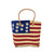 Embroidered American Flag Straw Basket with Drawstring