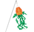 Pumpkin Jack-o-lantern Windsock on a wand