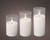 Glass Enclosed LED (battery) Wax Pillar Candle Set (Three 3) Flicker Flame