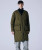 Taion Unisex Military Down Filled V Neck LONG COAT in  DARK OLIVE GREEN 800 Down Fill