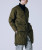 Taion Unisex Military Down Filled V Neck LONG COAT in  DARK OLIVE GREEN 800 Down Fill