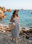 Sleeveless Linen Long Dress (One Size Fits Most) WHITE GREY STRIPES
