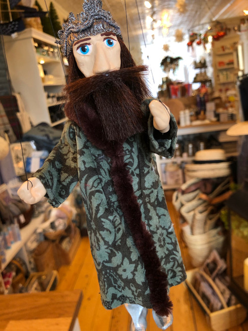 Puppet King in Green Coat with Silver Crown THE BEACH PLUM