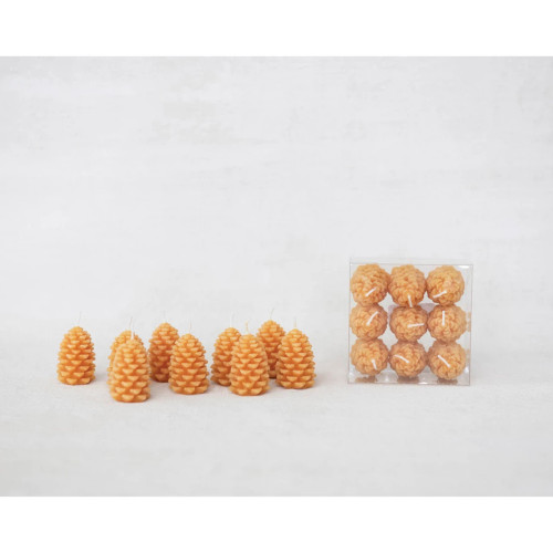 Mini Pinecone Tealights (Set of 6) in Unscented Paraffin Natural