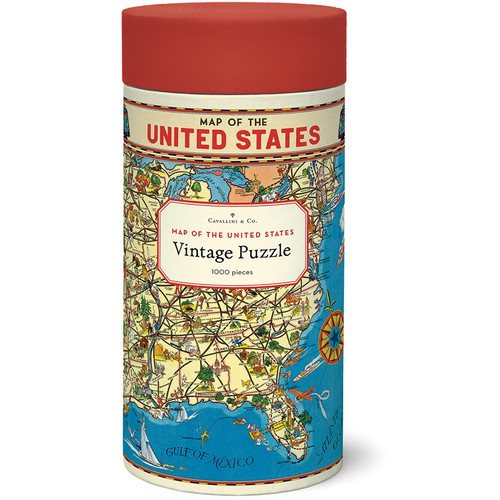 Empireposter Puzzle Mappa Degli Stati Uniti 1000 Pezzi - 68x48 Cm, Cartone Con Struttura Lino
