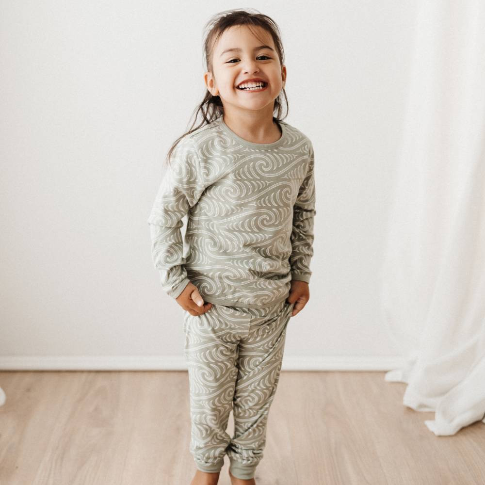 Woolbabe X BO KO Collab Winter Pyjamas Flax Ngaru Merino