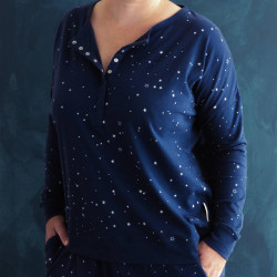 Relax! Merino/Organic Cotton Henley Top - Tekapo Stars