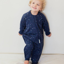 Merino/Organic Cotton Duvet Sleeping Suit with Sleeves - Tekapo Stars