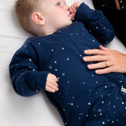 Merino/Organic Cotton Duvet Sleeping Suit with Sleeves - Tekapo Stars