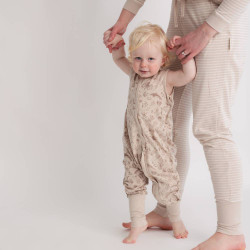 Summer Merino/Organic Cotton Sleeping Suit - Dune Seascape